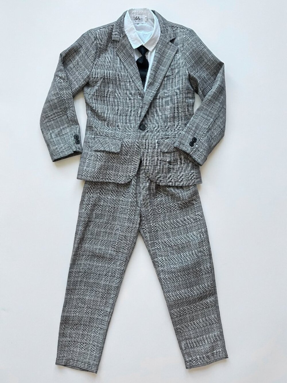 Lola + The Boys Kids Grey Plaid Suit Set Size 7/8